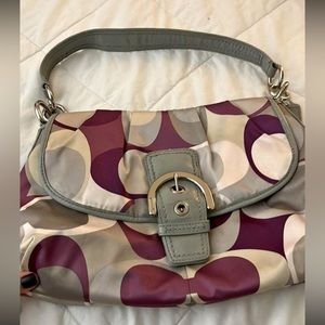 Coach Soho Scarf Print Hobo Silver/Purple Multi